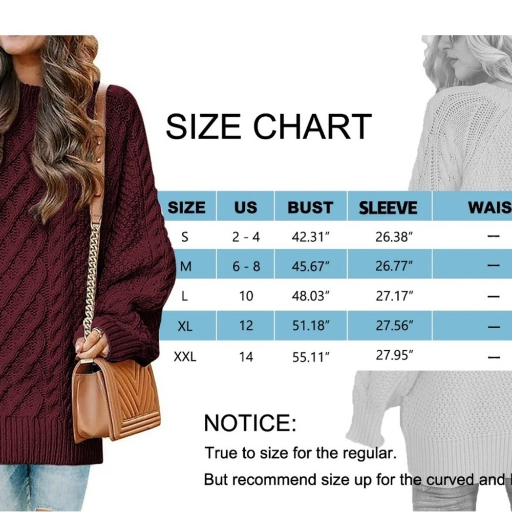 Cozy Cable Knit Oversized Sweater Dress - Burgundy - Picture 4 of 6